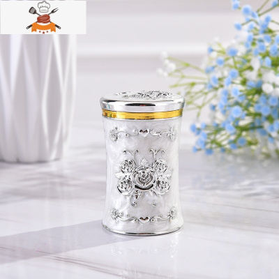 欧式牙签筒盒家用牙签罐北欧轻奢牙签桶餐厅酒店KTV用品装饰摆件 敬平 银白