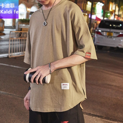 品牌特卖-短袖T恤男宽松帅气五分袖衣服男大码潮流男装上衣2021新款体恤衫运动T恤迈诗蒙