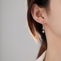 s925银锆石耳环女简约高级感时尚耳钩耳坠精致优雅气质ins耳饰送女朋友老婆情人节七夕生日礼物