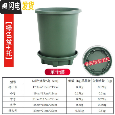 三维工匠新款改良加厚树脂加仑盆控根盆可蓄水透气透水月季花盆绿萝盆p15 [单个装][绿色盆+托] 大花盆容器