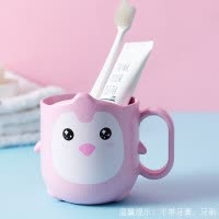 宝宝洗漱口杯儿童刷牙杯创意个性卡通可爱牙缸杯家用简约牙刷杯子 三维工匠 [特惠2个装]粉色+蓝色洗漱杯