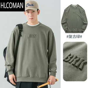 HLCOMANWOODSOON春季卫衣男情侣休闲宽松圆领T恤款加绒加厚男士上衣