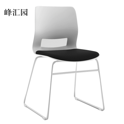 峰汇园培训会议椅弓形椅洽谈椅无扶手黑色软包椅