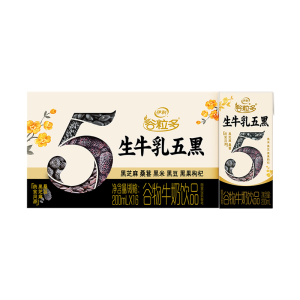 [7月生产]伊利谷粒多 生牛乳五黑 黑果枸杞桑葚牛奶饮品 200ml*16盒*1箱礼盒装