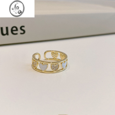 JiMi小众设计感轻奢爱心戒指ins潮精致高级感气质可调节食指开口戒女