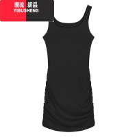 YIBUSHENG黑色吊带背心连衣裙女季辣妹方领短裙纯欲修身收腰性感包臀裙子