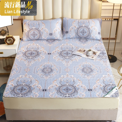 泰国乳胶凉席三件套夏天空调席可机洗1.5m1.8m米床夏季冰丝软席子 三维工匠凉席/凉枕