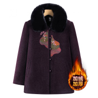 奶奶毛呢外套女士老年人新款冬装加绒加厚翻领上衣妈妈新中式呢子