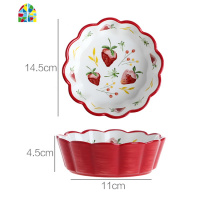 波浪花瓣边陶瓷碗单个水果沙拉碗甜品碗家用釉下彩汤碗饭碗 FENGHOU 秋菊之美