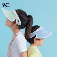 VVC儿童防晒帽夏季男女童太阳帽遮脸防紫外线大檐遮阳帽子 冰激凌版 日光橙