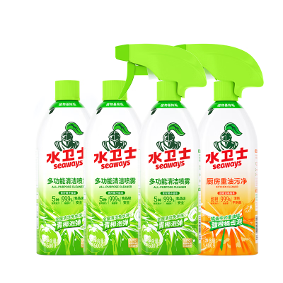 水卫士冰箱清洁剂500g*3+油污480g*1 家电清洗除味厨房油污净套装水卫仕