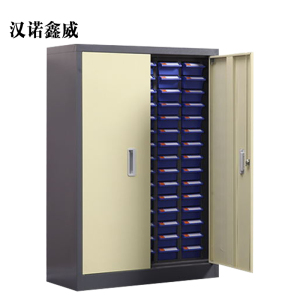 豪利鑫威文件柜抽屉式工具收纳柜75抽蓝色带门小号抽屉