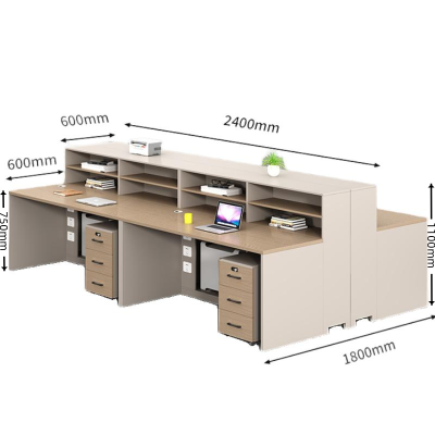 怡卓欧办公桌四人位2.4米+柜组