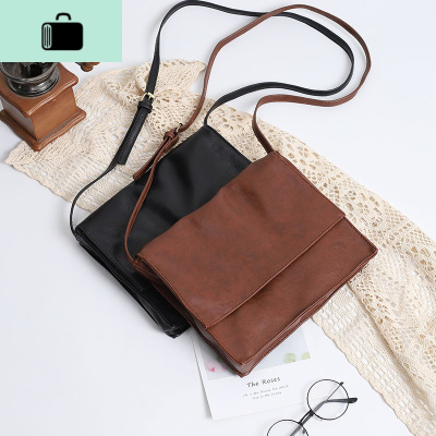 简约百搭软皮女韩版小皮包包森系大容量复古日系学生单肩斜挎小包NEW LAKE女斜挎包