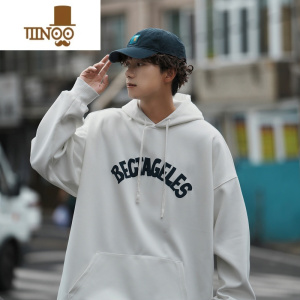 YANXU美式卫衣男士2023秋季新款潮牌字母印花上衣oversize复古宽松外套