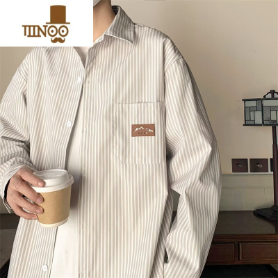 YANXUcityboy廓形条纹衬衫男长袖夏季设计感潮牌日系休闲衬衣外套