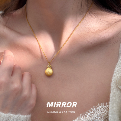 925纯银拉丝小钱袋项链女锁骨链小众创意时尚轻奢潮送女朋友老婆情人节七夕生日礼物