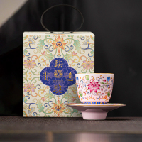 苏氏陶瓷(SUSHI CERAMICS)珐琅彩宫廷风陶瓷个人茶杯茶托礼盒伴手礼(粉)