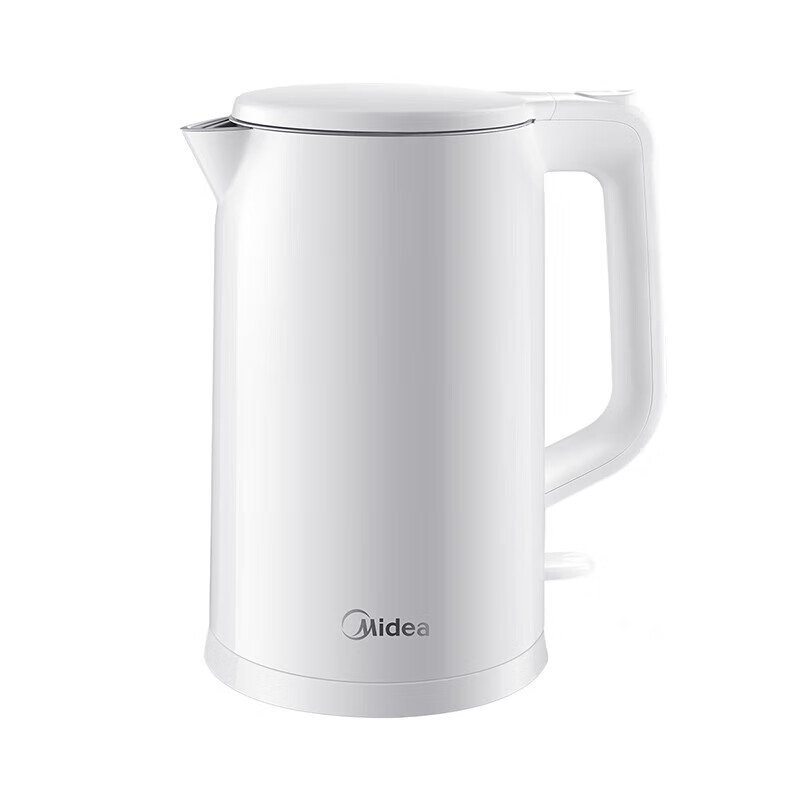 美的(Midea) 电水壶 1.7L 双层防烫 304不锈钢 大容量 AEK1769 纯色注塑 极地白 1500W