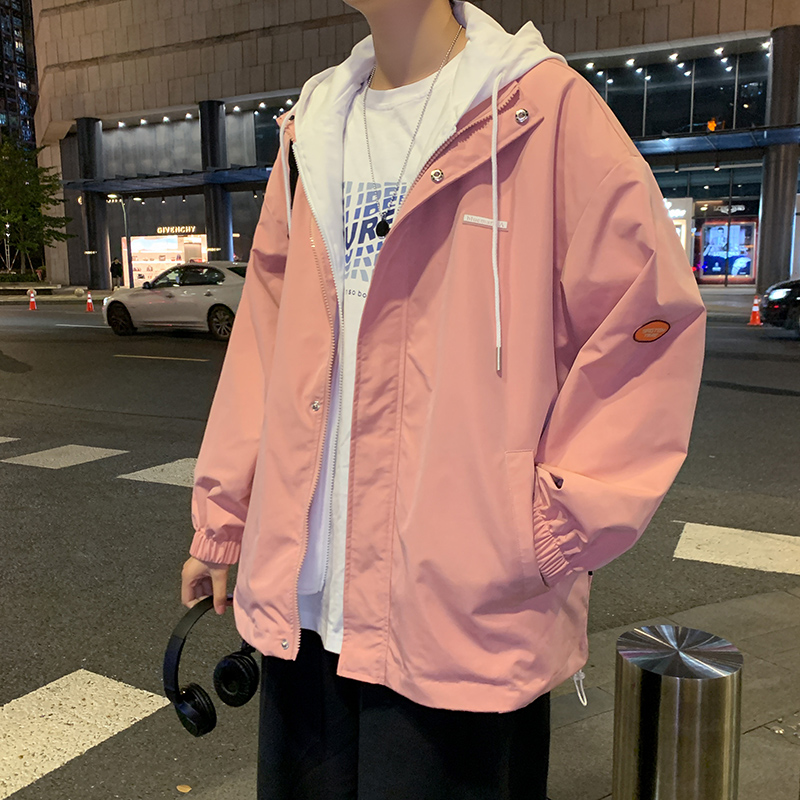 SUNTEK假两件夹克男春季韩版潮流宽松学生帅气外套潮牌港风百搭休闲上衣夹克