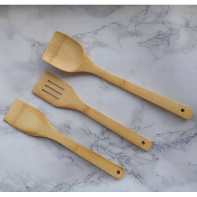 家用无漆无蜡竹煎铲平底锅专用楠竹锅铲炒菜实木铲子套装辅食煎蛋 敬平 竹煎铲+竹漏铲+竹锅铲有弯度