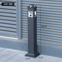 户外立式烟灰缸落地固定不锈钢烟灰柱烟蒂柱吸烟灭烟柱烟头收集器 09款-黑色
