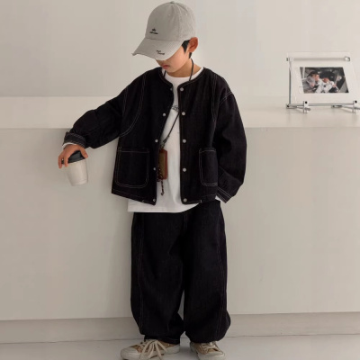 男童春装套装2026新款中大童春季男孩春秋款外套男孩牛仔两件套潮
