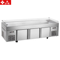 埃利斯冰台柜平台柜 冷藏展示柜点菜柜商用饭店烧烤菜品蓝光不锈钢冷冻冰台柜工作台铜管BT-A2.0-D2米