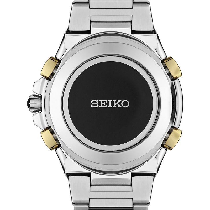 SEIKO男士光动能无线电同步计时码表不锈钢腕表45mm