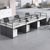 绵冠(MIANGUAN) 屏风工位桌职员办公桌 六人位 含柜椅2700*1200*750mm