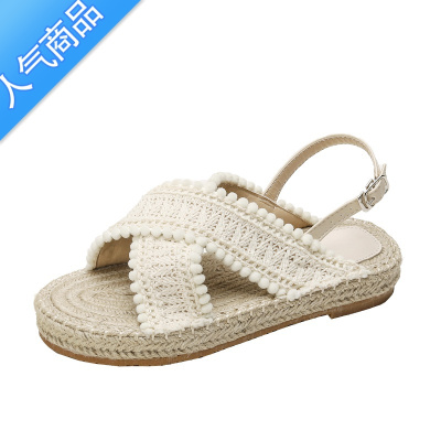 SUNTEK草编渔夫凉鞋女款夏季配裙子厚底波西米亚西双版纳旅游度假罗马鞋
