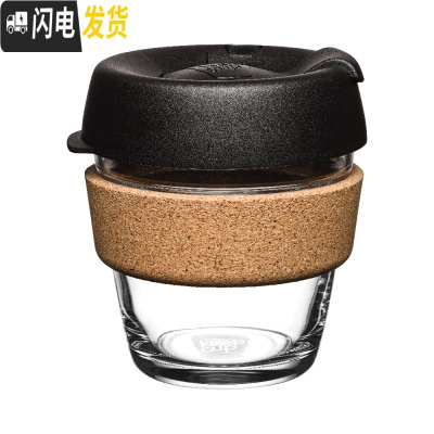三维工匠澳洲防烫隔热软木单层钢化玻璃吸管随行咖啡外带打包杯 黑ack/177咖啡器具