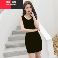 YIBUSHENG时尚女装新款性感豹纹包臀时尚无袖圆领大码修身女士一步裙连衣裙