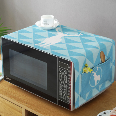 床头柜盖巾棉麻布艺盖布防水防油罩通用烤箱罩防尘罩微波炉罩 FL-01 防水.洗衣机.冰箱[140*55cm]