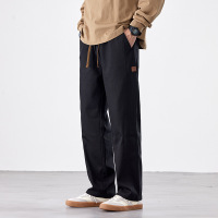 |早秋冬新款男士抽绳休闲裤针织卫裤真超加绒宽松运动卫裤