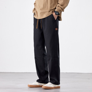 |早秋冬新款男士抽绳休闲裤针织卫裤真超加绒宽松运动卫裤