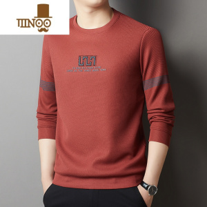 YANXU2023男士t恤长袖薄款圆领卫衣中年休闲宽松体恤装上衣打底衫T