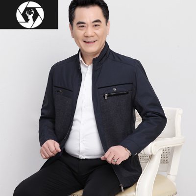 HongZun中年爸爸秋冬装外套装加绒加厚棉服中老年人棉衣服男爷爷老人上衣其他套装