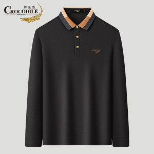 鳄鱼恤CROCODILE 专款POLO衫时尚T恤春秋季高端男士长袖POLO