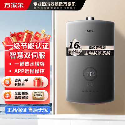 万家乐一级节能双伺服恒温燃气热水器家用天然气强排16升全链路净水JSQ30-16PS8