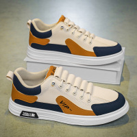 休闲男鞋春秋季新款透气运动百搭板鞋休闲鞋男士一脚蹬松紧小白鞋