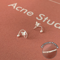 s999纯银蝴蝶螺旋耳钉女小众设计感甜美森系耳环轻奢高级感送女朋友老婆情人节七夕生日礼物