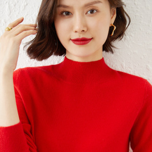 秋冬新款半高领毛衣女宽松长袖打底内搭套头大码毛针织衫潮
