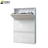 中豫鑫泽 ZYXZ4022017 钢制翻斗鞋柜简约现代收纳柜白色三斗