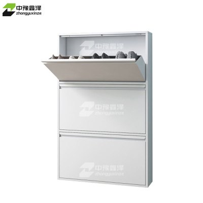 中豫鑫泽 ZYXZ4022017 钢制翻斗鞋柜简约现代收纳柜白色三斗