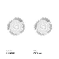 925纯银山茶花牡丹耳钉女耳环耳饰轻奢小众时尚创意气质潮