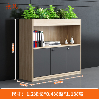 苏宁 质凡 办公家具 办公室文件柜花槽柜B款3门ZF-DW04 1200*400*1100mm