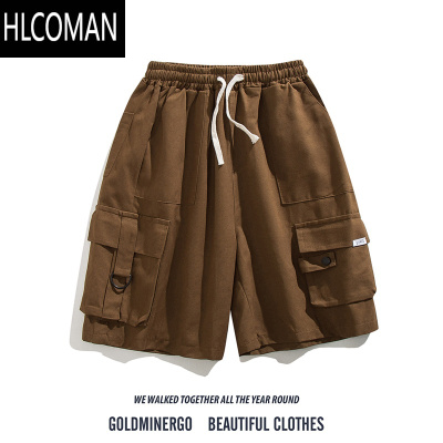HLCOMAN日系复古工装短裤男夏季潮牌ins多口袋直筒宽松休闲五分运动中裤