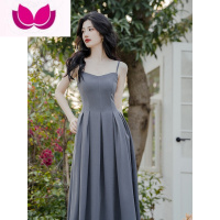 七斓法式复古百褶吊带连衣裙女2023新款开衫套装气质收腰显瘦长裙