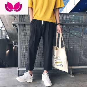 七斓九分裤男新款潮流薄款裤子男宽松直筒裤垂感港风百搭休闲裤